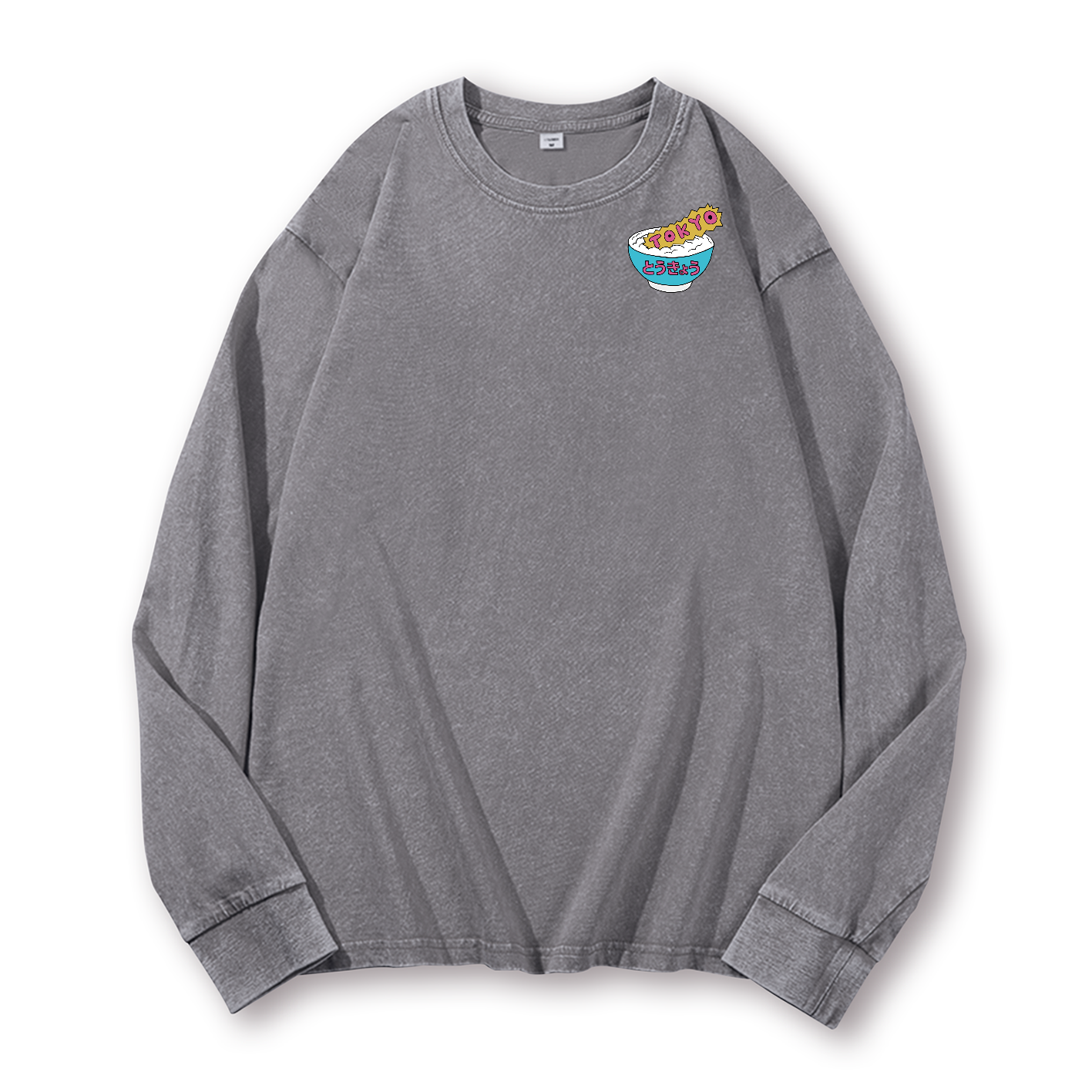 Godzilla The Monster Rice of Tokyo Vintage Washed Cotton Back Art Long-sleeve T-shirt