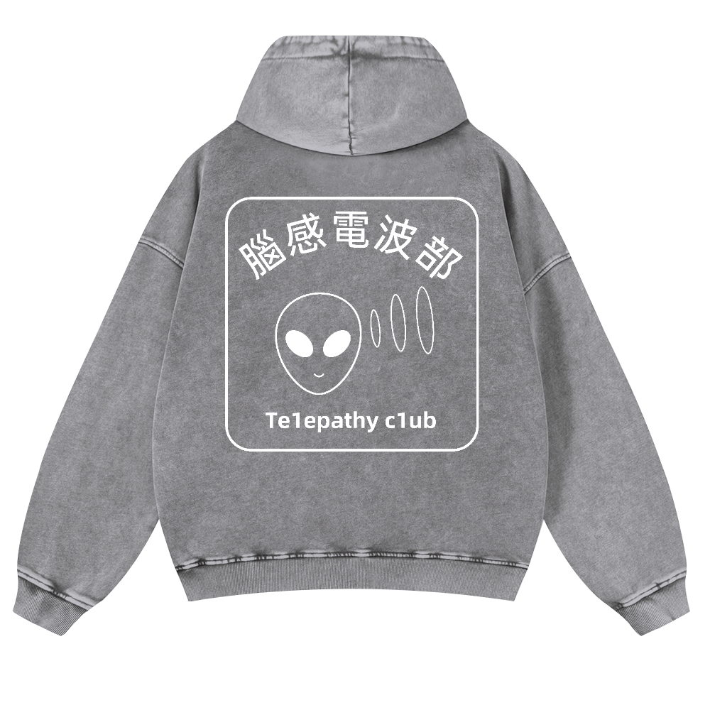 Telepathy Club Vintage Washed Cotton Back Art Hoodie