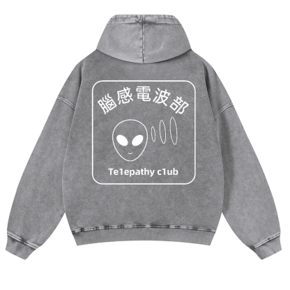 Telepathy Club Vintage Washed Cotton Back Art Hoodie