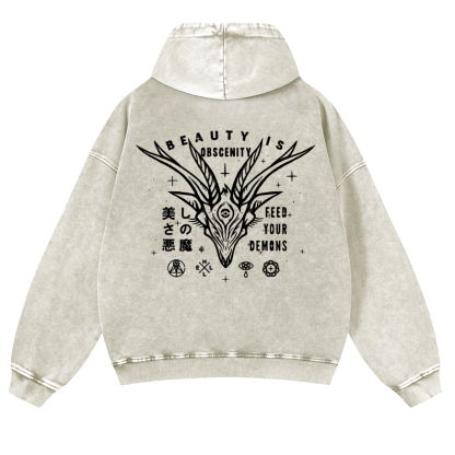 Demons Vintage Washed Cotton Back Art Hoodie