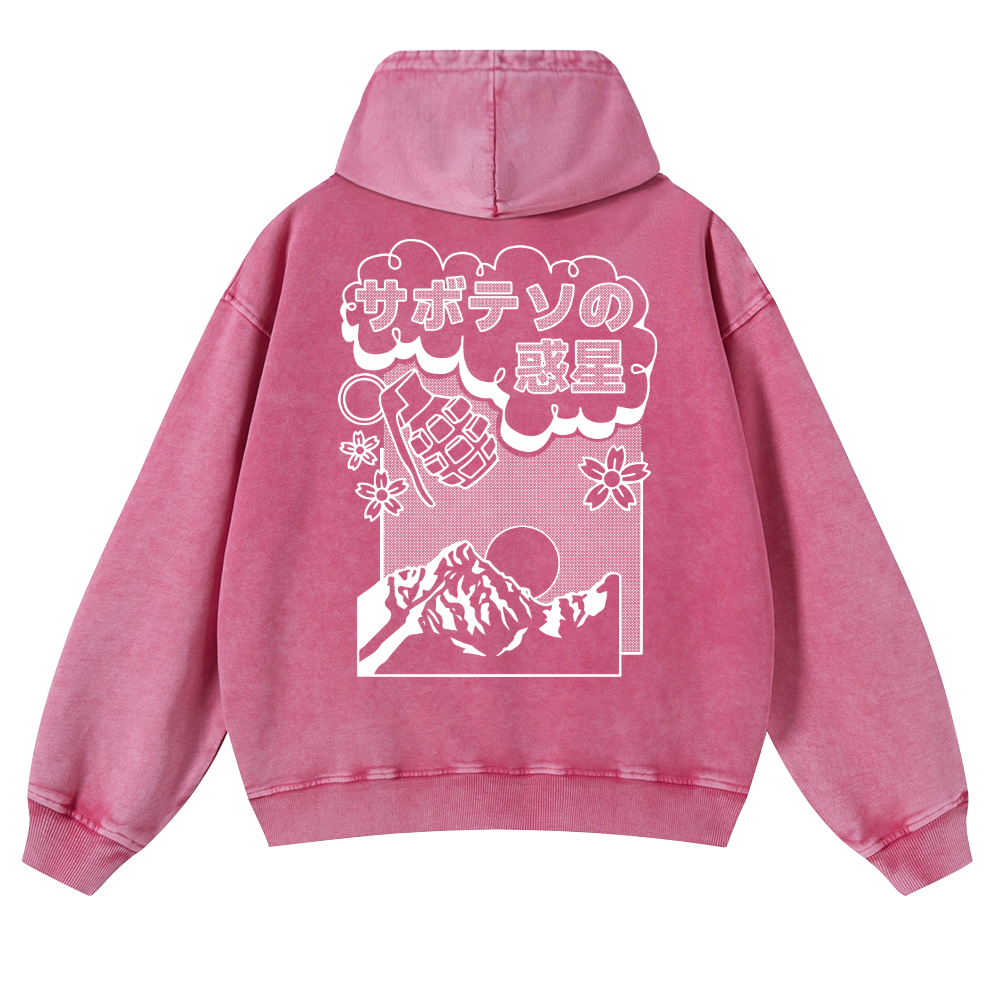 Sakura Vintage Washed Cotton Back Art Hoodie