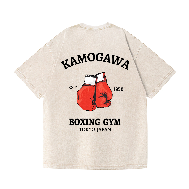 Kamogawa Boxing Gym Vintage Wash Japanese Design Back Art T-Shirt