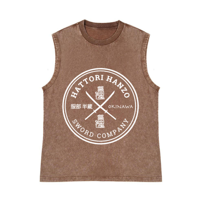 Hattori Hanzo Sword Company Pure Cotton Wash-Dyed Sleeveless Tank Top