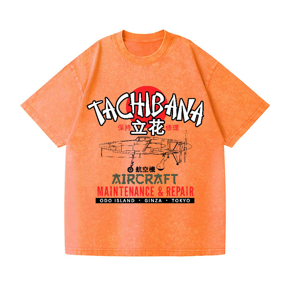 Tachibana Aircraft Vintage Wash Japanese Design T-Shirt