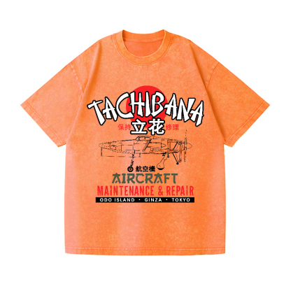 Tachibana Aircraft Vintage Wash Japanese Design T-Shirt