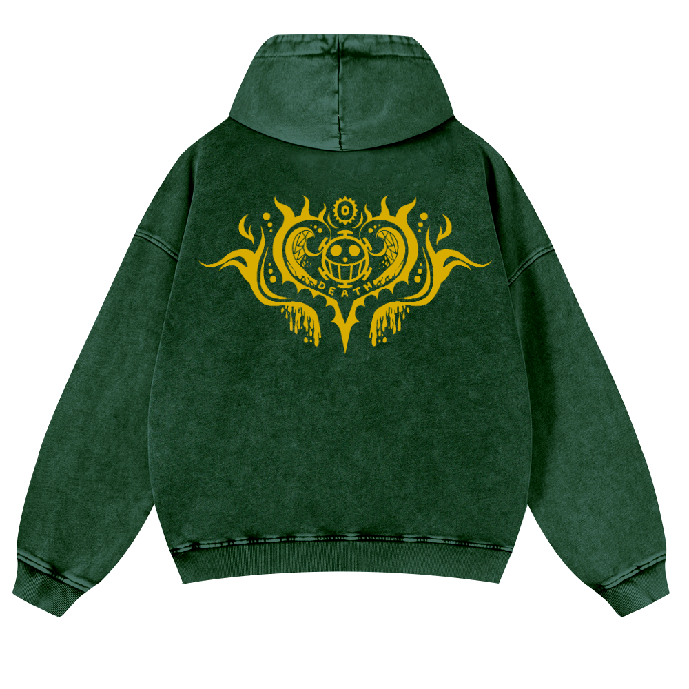 One Piece Vintage Washed Cotton Back Art Hoodie