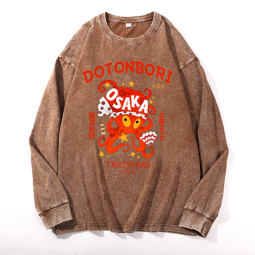 Dotonbori Takoyaki Vintage Cotton Wash Crewneck Sweatshirt