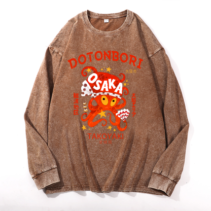 Dotonbori Takoyaki Vintage Cotton Wash Crewneck Sweatshirt