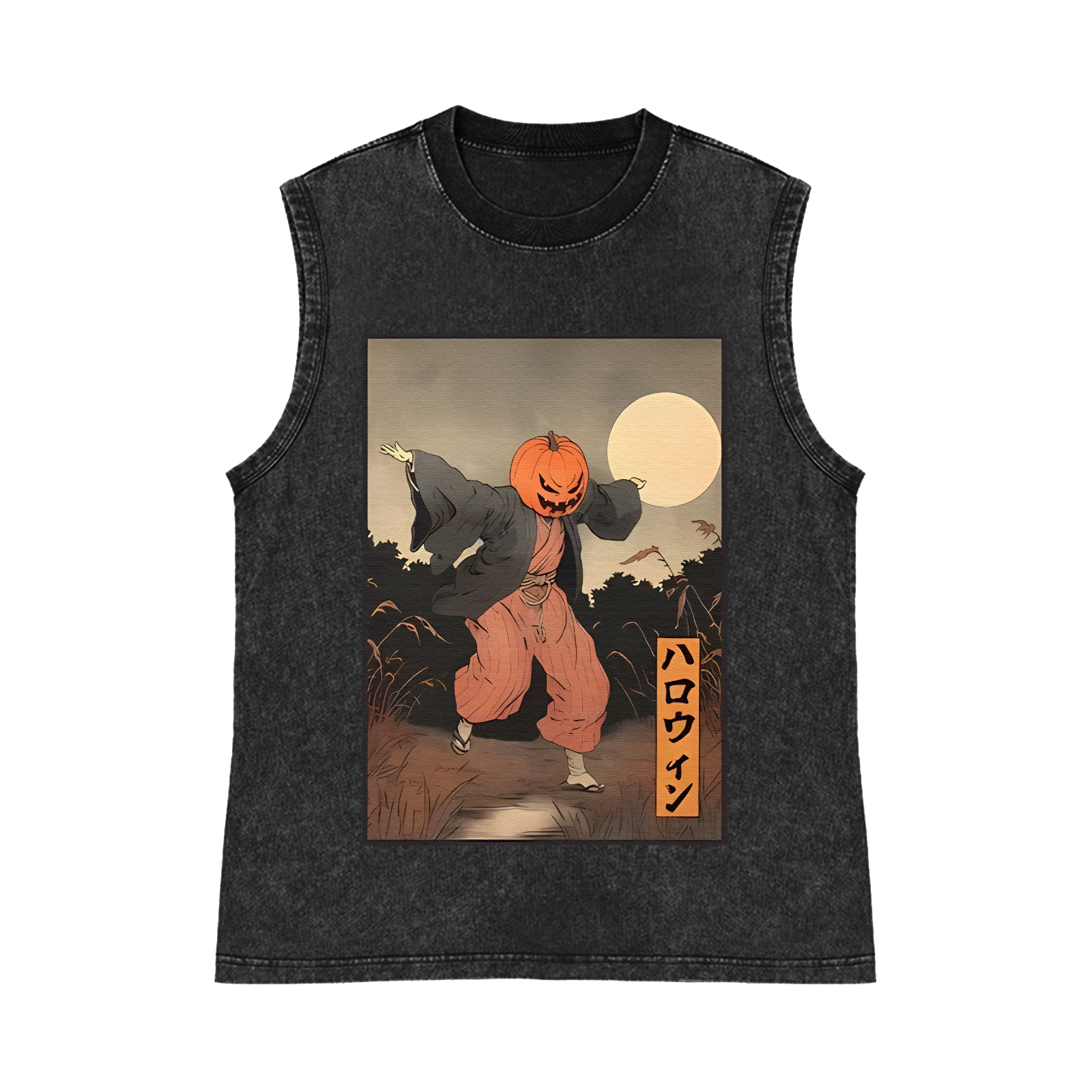Kimono Pumpkin Person Pure Cotton Wash-Dyed Sleeveless Tank Top