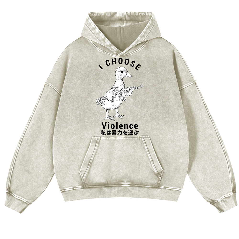 Duck Vintage Washed Thick Cotton Hoodie