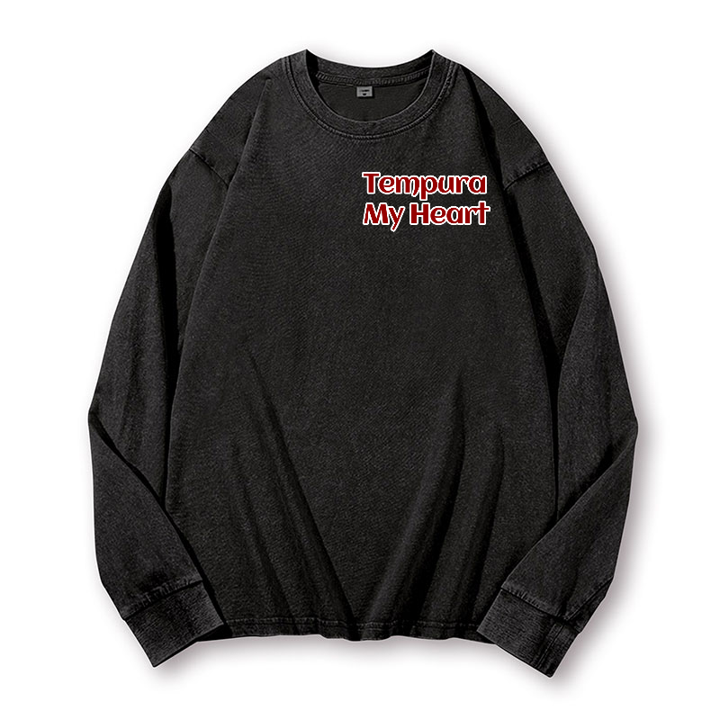 Tempura My Heart Vintage Washed Cotton Back Art Long-sleeve T-shirt