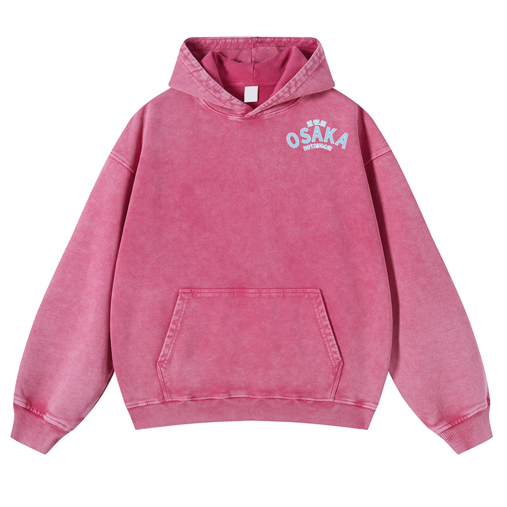 Osaka Dotonbori Drunken Octopus Vintage Washed Cotton Back Art Hoodie