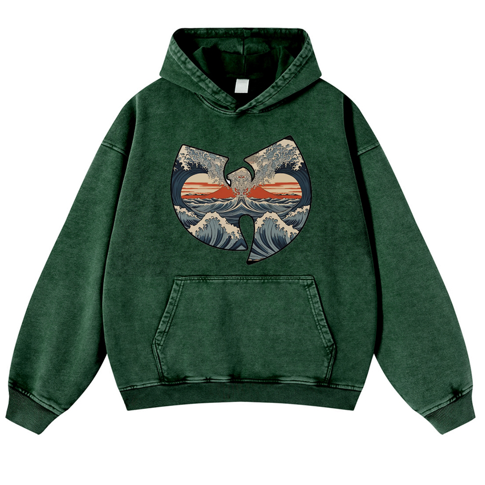 Wave Vintage Washed Thick Cotton Hoodie