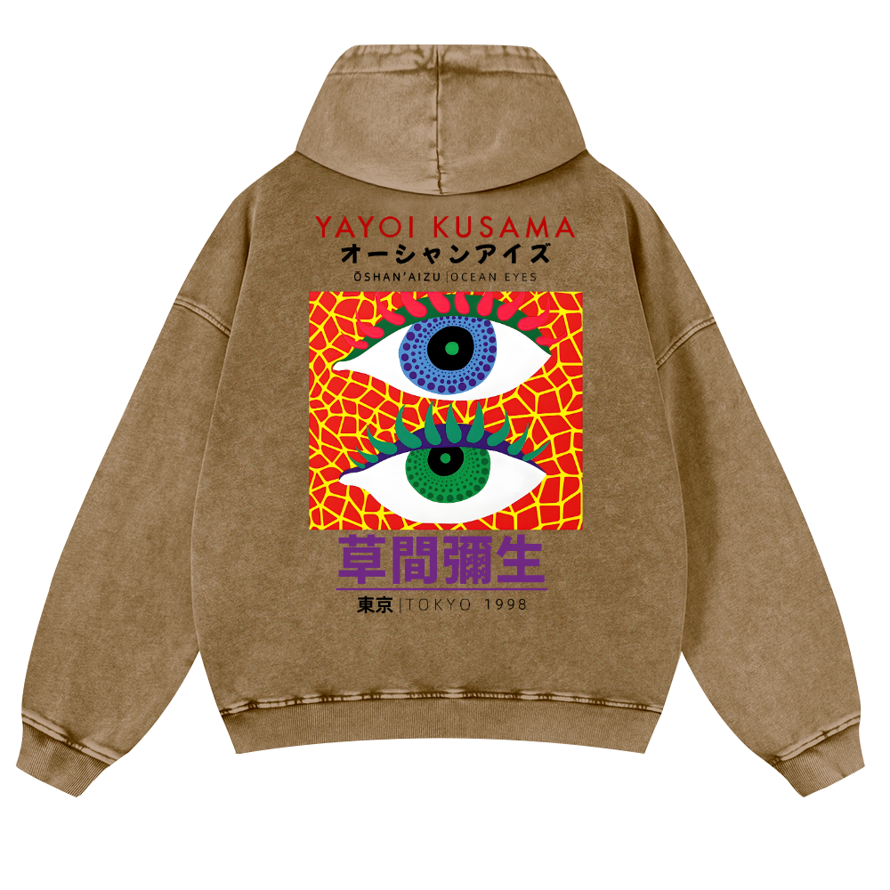 Yayoi Kusama Eyes Vintage Washed Cotton Back Art Hoodie