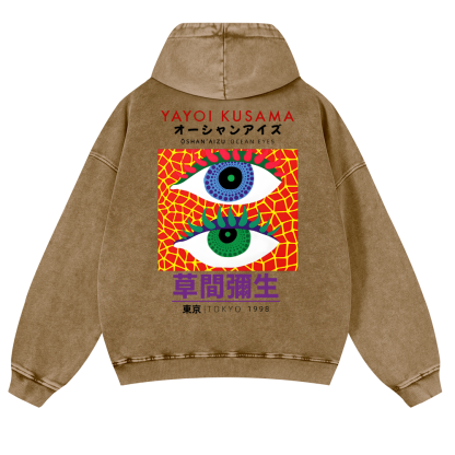 Yayoi Kusama Eyes Vintage Washed Cotton Back Art Hoodie