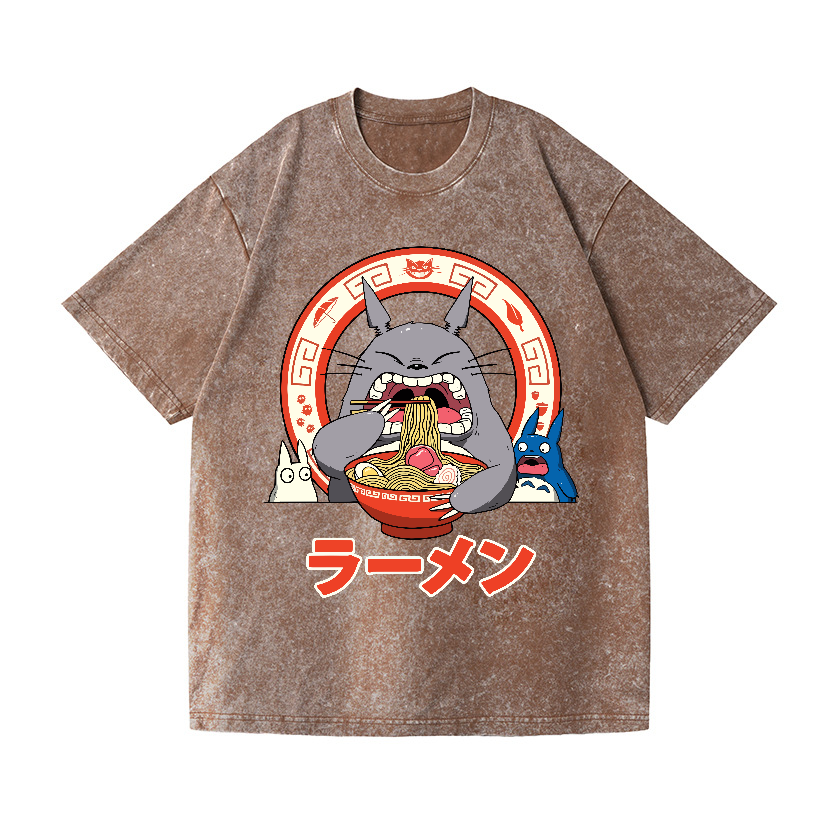 Ghibli Totoro Ramen  Anime Vintage Wash Japanese Design T-Shirt