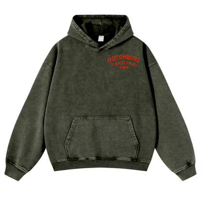 Osaka Dotonbori OctopusVintage Washed Cotton Back Art Hoodie