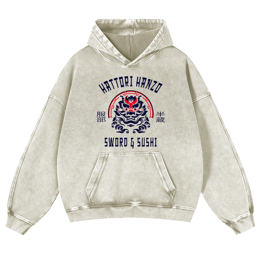 Hattori Hanzo Vintage Washed Thick Cotton Hoodie
