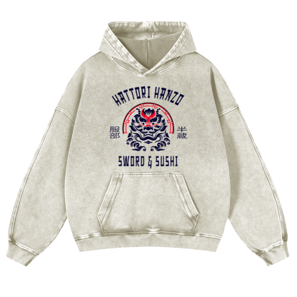Hattori Hanzo Vintage Washed Thick Cotton Hoodie