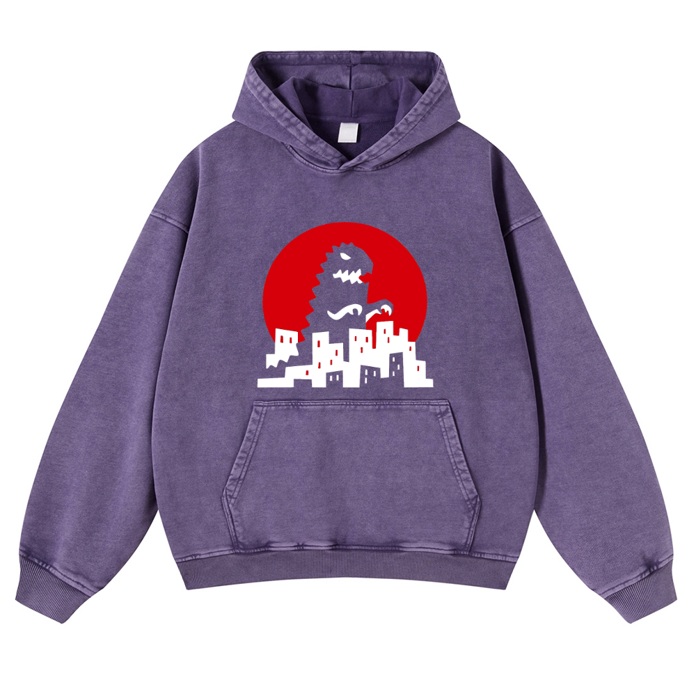 Godzilla Vintage Washed Thick Cotton Hoodie