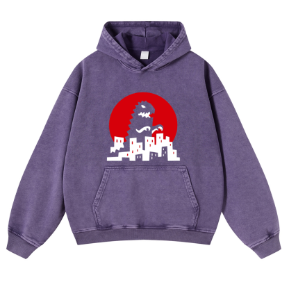 Godzilla Vintage Washed Thick Cotton Hoodie