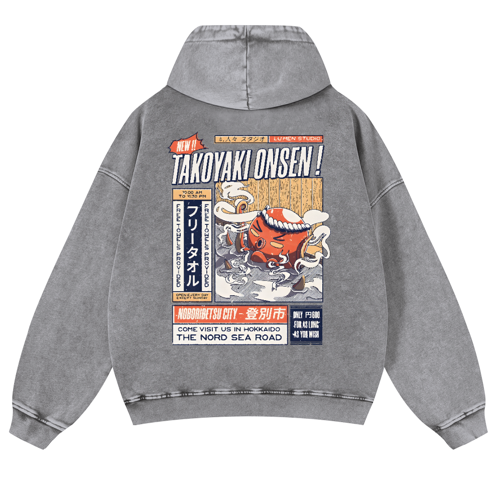 Octopus Vintage Washed Cotton Back Art Hoodie