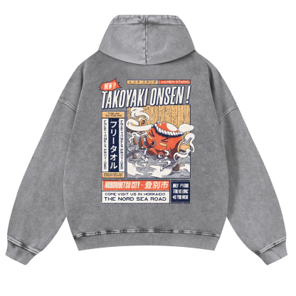 Octopus Vintage Washed Cotton Back Art Hoodie