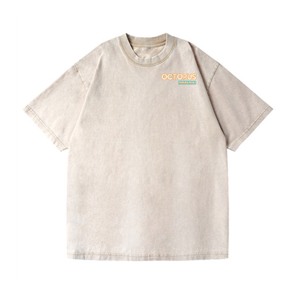 Bubble Bath Octopus Vintage Wash Japanese Design Back Art T-Shirt