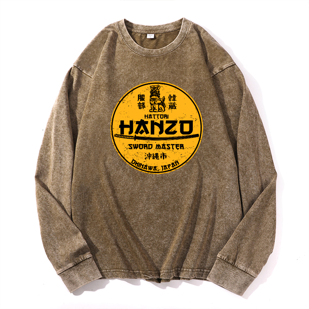 Okinawa Hattori Hanzo Komainu Vintage Cotton Wash Crewneck Sweatshirt