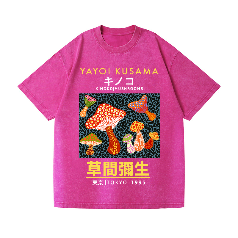 Yayoi Kusama Mushroom Vintage Wash Japanese Design T-Shirt