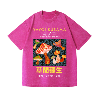 Yayoi Kusama Mushroom Vintage Wash Japanese Design T-Shirt