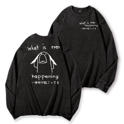 What Is Happening Vintage Washed Cotton Back Art Long-sleeve T-shirt