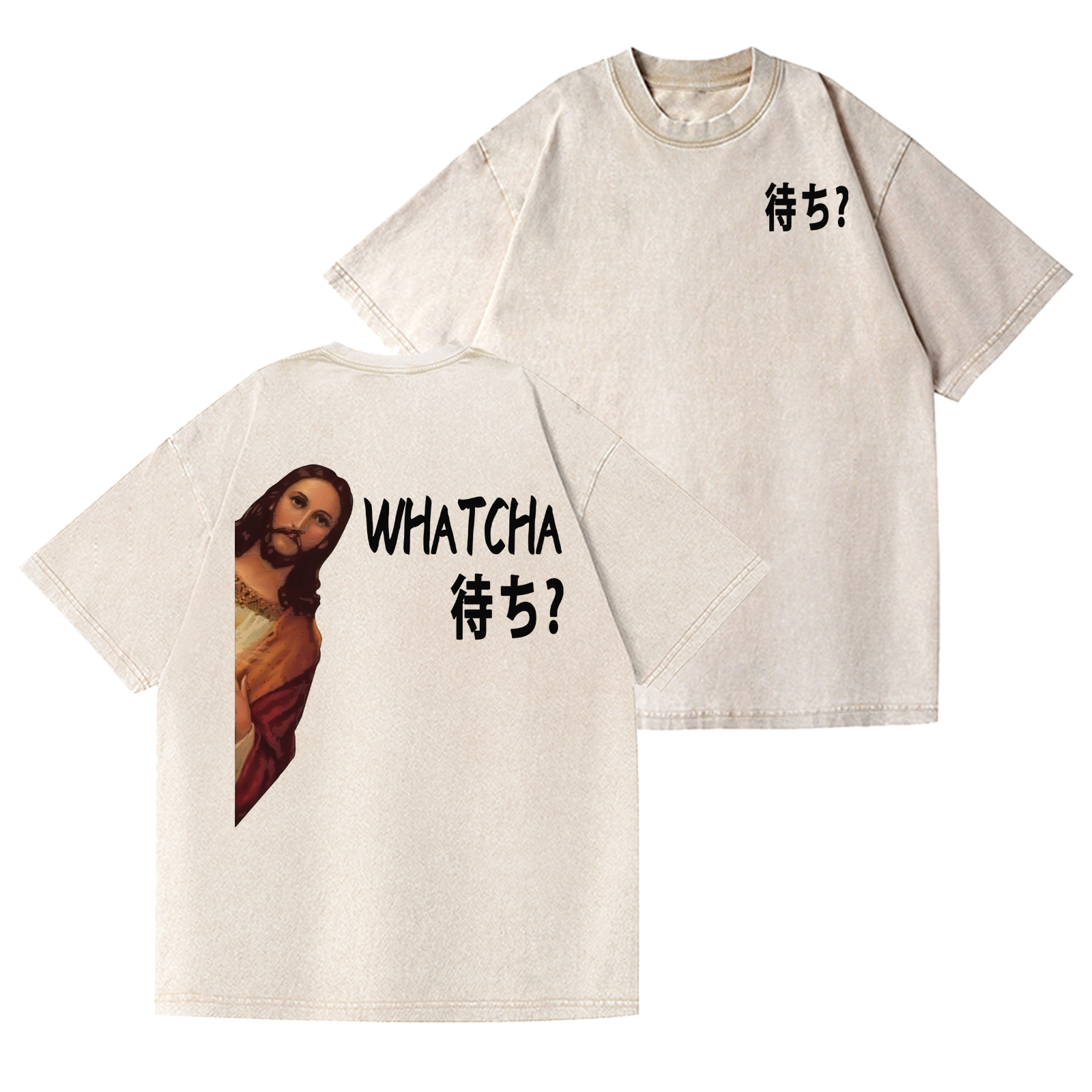 Jesus Easter Vintage Wash Japanese Design Back Art T-Shirt