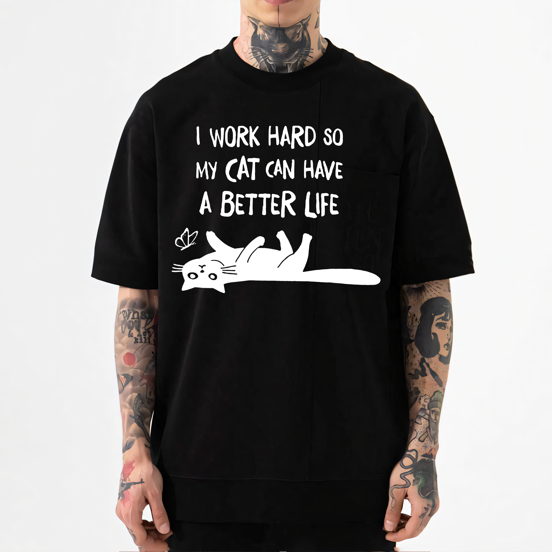 I Work Hard So Cat Japanese Style Classic Tee