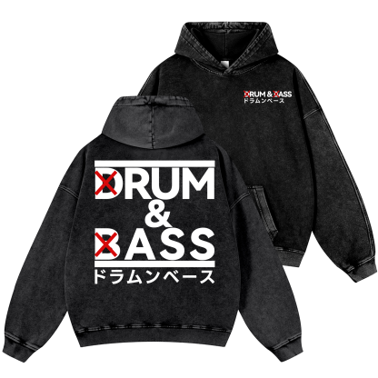 Drum and Bass Vintage Washed Cotton Back Art Hoodie