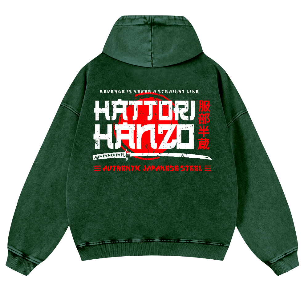 Okinawa Hattori Hanzo Vintage Washed Cotton Back Art Hoodie
