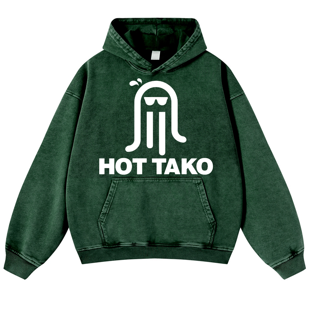 Hot Tako Octopus Vintage Washed Thick Cotton Hoodie