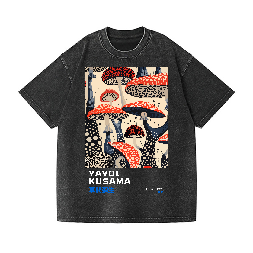 Yayoi Kusama Mushroom Vintage Wash Japanese Design T-Shirt