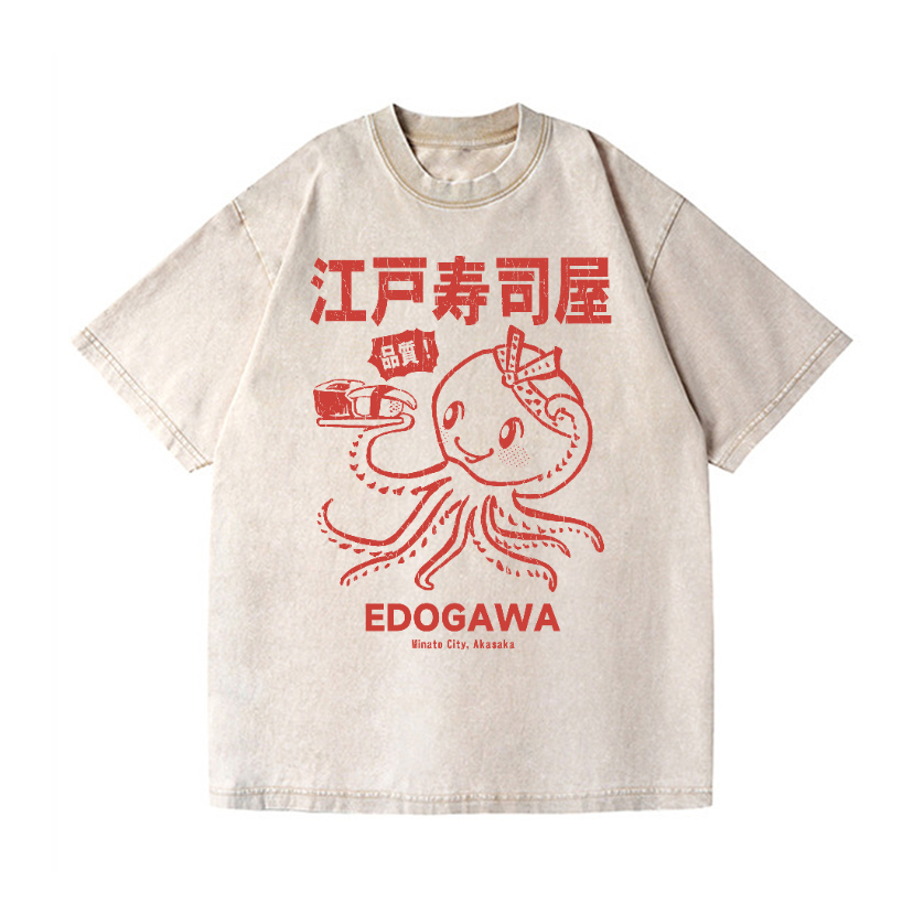 Edogawa  Octopus Vintage Wash Japanese Design T-Shirt