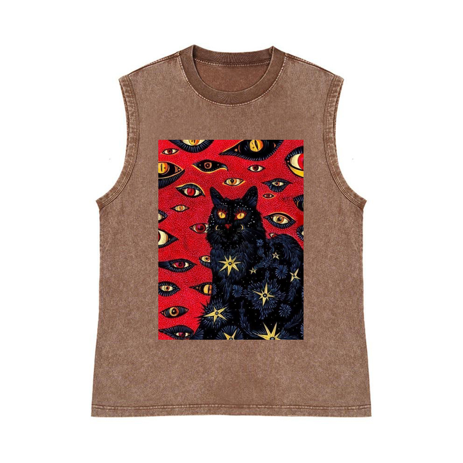 Cat Pure Cotton Wash-Dyed Sleeveless Tank Top