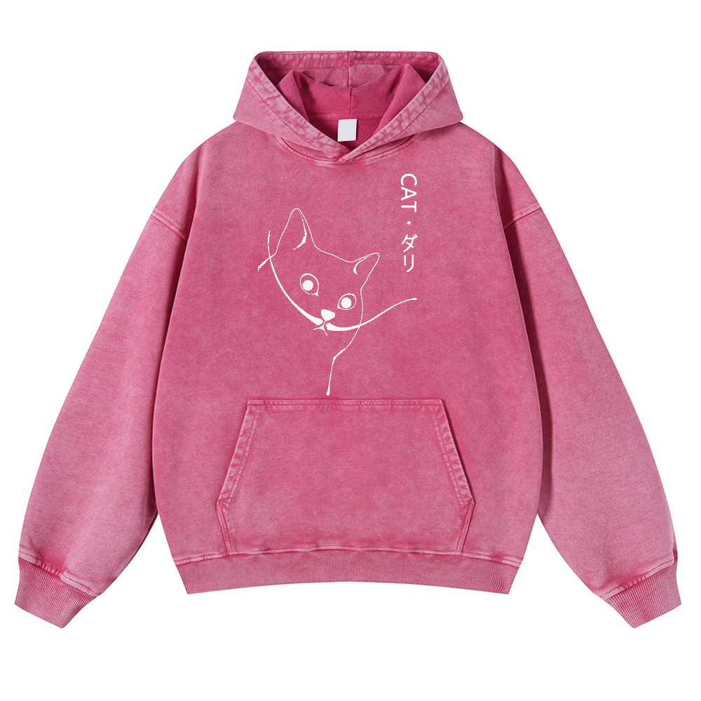 CAT Vintage Washed Thick Cotton Hoodie