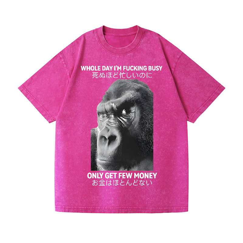 Gorilla Only Get Few Money Vintage Wash Japanese Design T-Shirt