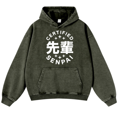 Senpai Vintage Washed Thick Cotton Hoodie