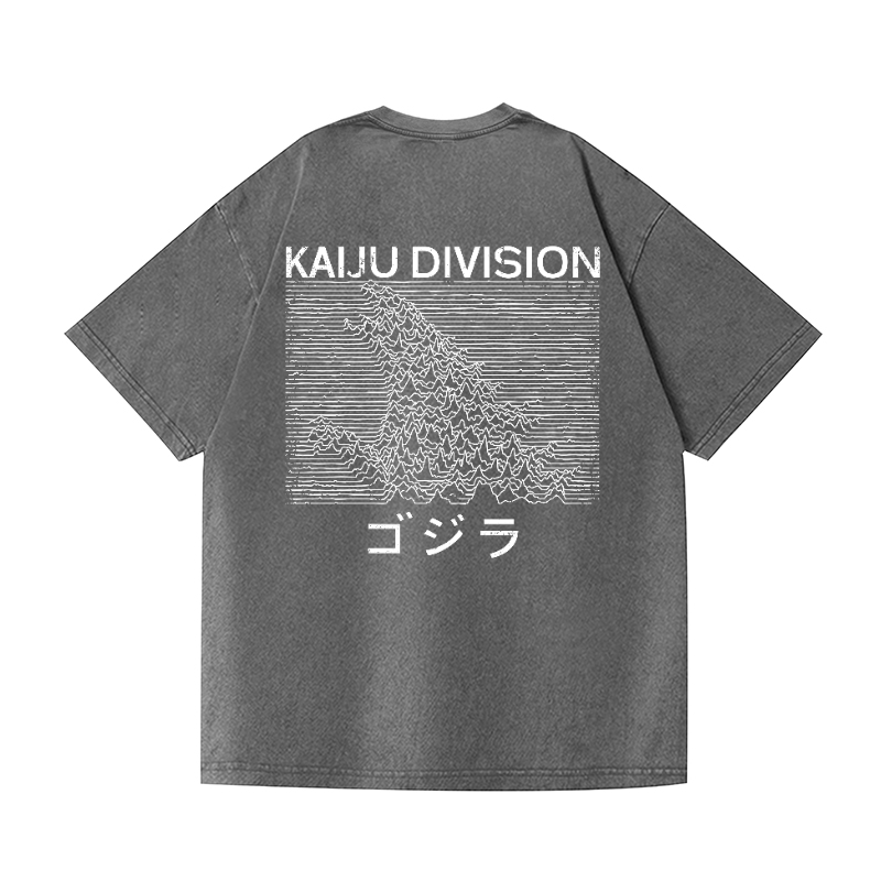 Kaiju Division Godzilla Vintage Wash Japanese Design Back Art T-Shirt