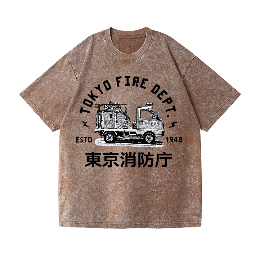 Mini Fire Truck Vintage Wash Japanese Design T-Shirt