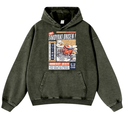 Takoyaki Octopus Vintage Washed Thick Cotton Hoodie