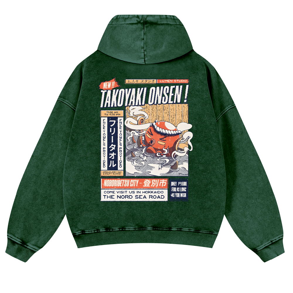 Octopus Vintage Washed Cotton Back Art Hoodie