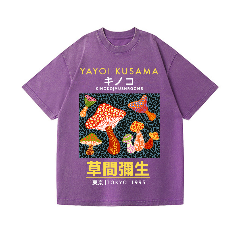 Yayoi Kusama Mushroom Vintage Wash Japanese Design T-Shirt