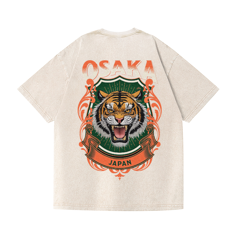 Osaka Tiger Vintage Wash Japanese Design Back Art T-Shirt