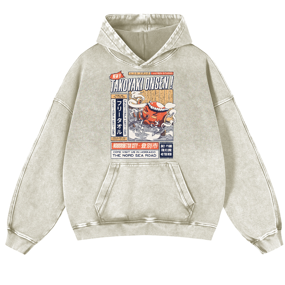 Takoyaki Octopus Vintage Washed Thick Cotton Hoodie